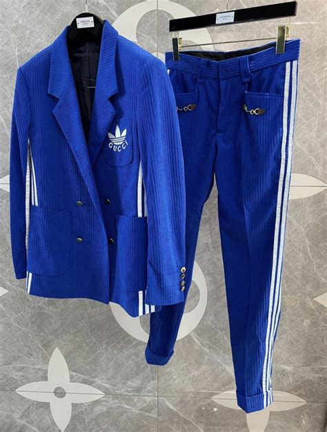 gucci adidas suit blue